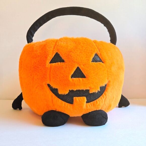 Martha Stewart Plush Orange Jack O Lantern Halloween Trick or Treat Bag - Picture 1 of 8